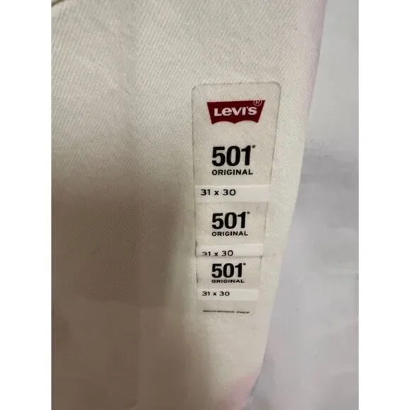 NEW Levi's 501 Jeans Womens Straight Leg White Tie Dye High Waisted Size 31x30 - Picture 7 of 14
